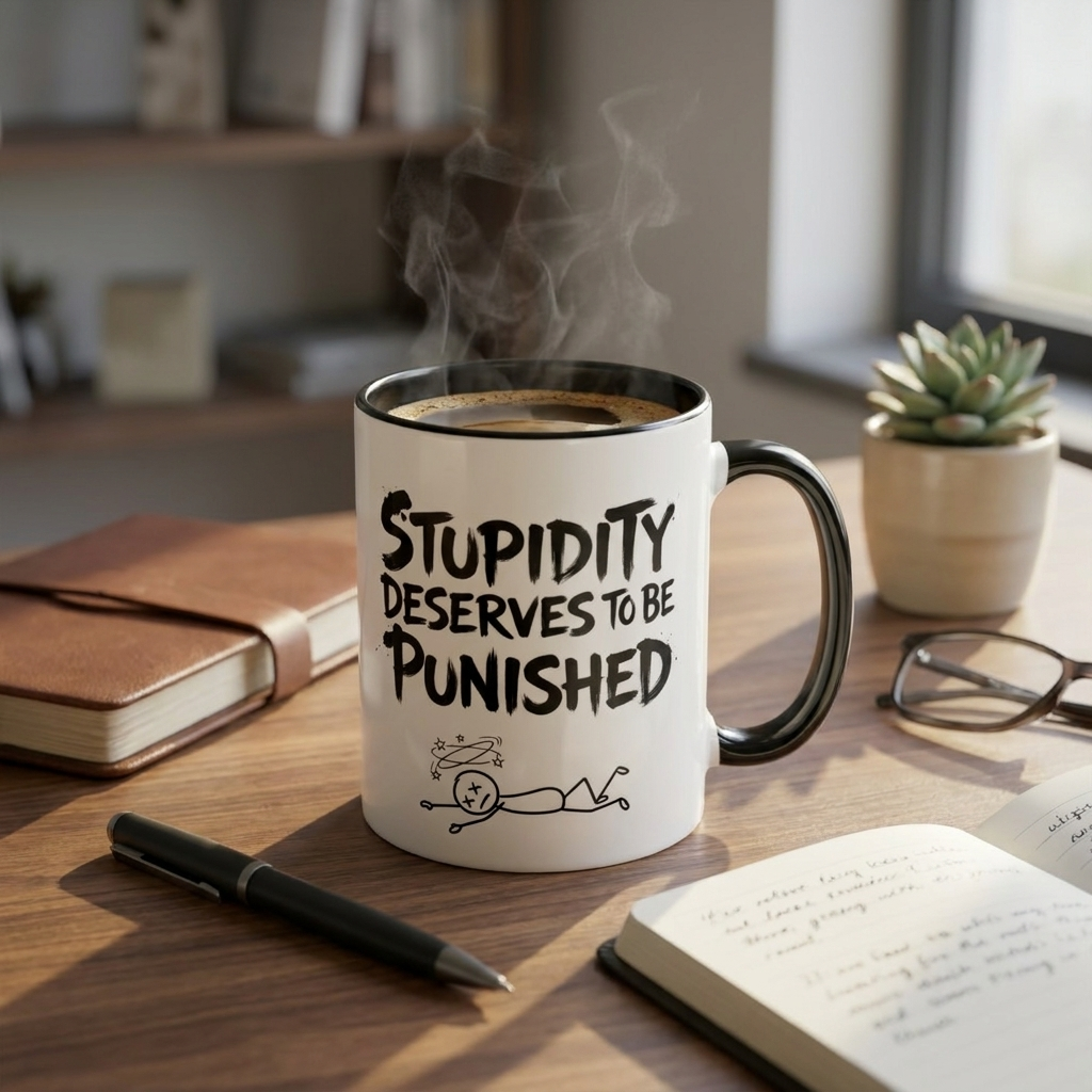 "Stupidity Deserves to be Punished" Funny Martial Arts Mug
