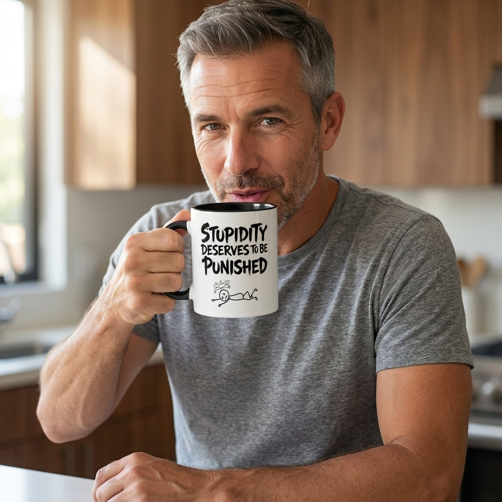 "Stupidity Deserves to be Punished" Funny Martial Arts Mug
